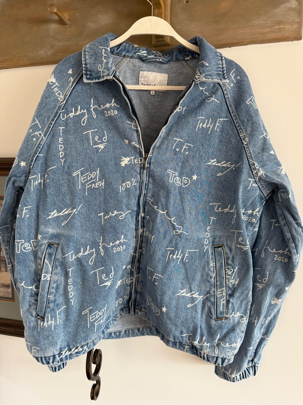 Teddy Fresh 2020 Blue Denim Jacket with White Script Print